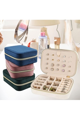 Mdl1-kadife Beyaz Takı Kutusu Yeni Tasarım Fermuarlı Düzenleyi