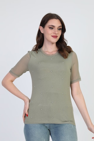Ella Camelia Kadın Taş Detaylı Bluz 19E056 Haki