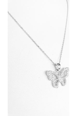 Telkari Işi Kelebekli Kadın Gümüş Kolye