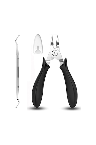 Xindoker Stainless Çelik Kuru Tırnak Kırıcı - Onyks Tırnak Düzeltme Aleti, Pedi Aracı Seti, Balina Reçine Kesici + Temizleyici, Siyah, 2'li Paket