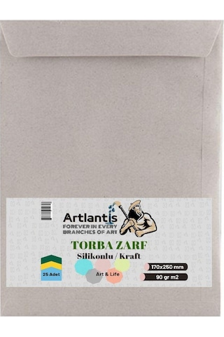 Torba Zarf 17x25 Cm Kraft 90 Gr Silikonlu 25'li 1 Paket Artlantis