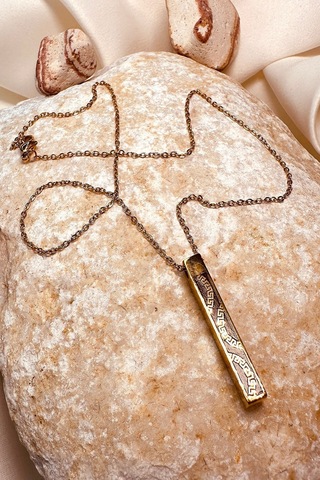 İtalyan Model Siyah İşlemeli Gold Silver Renk Çelik Kadın Zincir Kolye Altın