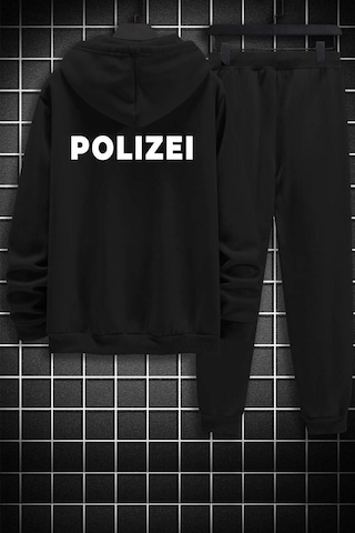 Polizei Sırt Baskılı Eşofman Takımı Siyah