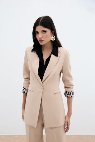 Sateen Mono Yaka Klasik Ceket - Camel