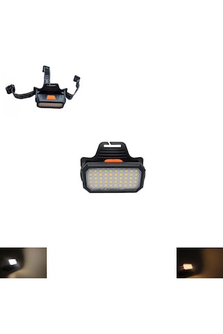 2 Selektör 4 Aydınlatma Oynar Başlı 50 Led Sarı + Beyaz Işık Kafa Lambası 6 Mod Kafa Feneri Siyah