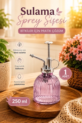 Perotti 15731 Mor Vintage Cam Bitki Sulama Şişesi Sprey Şişe