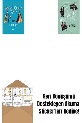 Monte Cristo Kontu + Üç Silahşörler Yirmi Yıl Sonra Ciltli + Okuma Sticker'ları