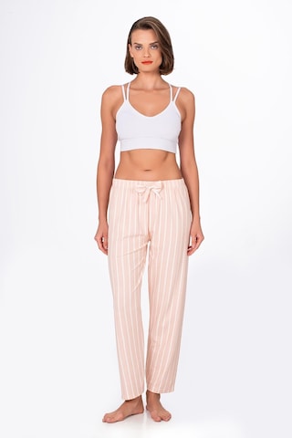 Kompedan Kadın Süet Bej Çizgili Pijama Tek Alt Desen 10