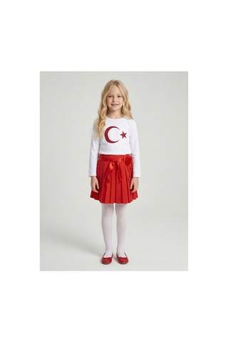 Çlm Store Uzun Kollu Ayyıldızlı Tişört Ve Kırmızı Etek Kırmızı1 Kırmızı1