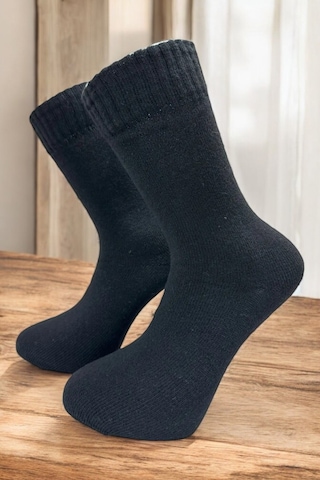 Tibo 4 Çift Erkek Kalın Kışlık Lambswool Yün Soket Çorap Siyah