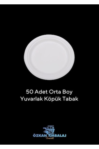 50 Adet Kullan At Orta Boy Yuvarlak Köpük Tabak