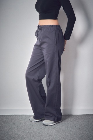 Fullamoda Beli Lastikli Cepli Gabardin Palazzo Pantolon 25ygb1900214561-füme Füme