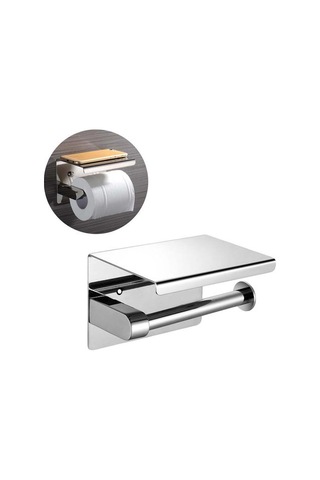 304 Paslanmaz Çelik Duvar Montaj Banyo Doku Tutucu Raf Rafı İle Kağıt Tutucular 22 x 13.6 x 11.2 CM