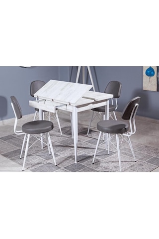 Kare Kartal Masa, Beyaz, 80x70 Diğer