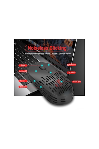 Maiyame T38 Kablosuz Şarjlı Mouse: 2.4g, 10m Mesafe, 3 Seviye Dpı, Sessiz Tuş, Renkli Solunum Işığı, 600mah Pil, Gri Optik