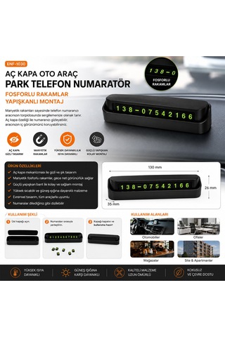 Aç - Kapa Oto Araç Park Telefon Numaratör Fosfo Pl-8691 5728