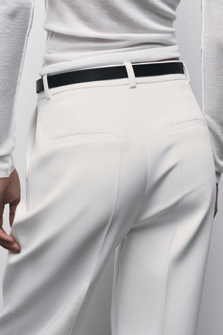 Açelyaokcu Premium Vento Orta Bel Wide Leg Dokuma Pantolon Beyaz