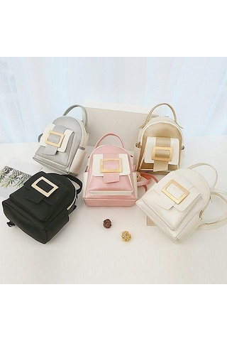 Bayan Sırt Çantası Moda Renk Bloğu Mobil Madeni Para Kesesi Mini Sırt Çantası Black Siyah