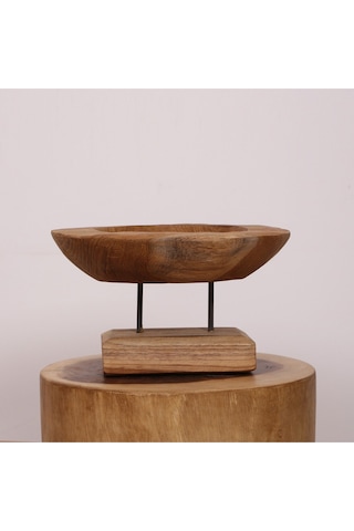 Carvıng - Teak Ağacından Oyma Masa Üstü Dekor 40x18 Cm