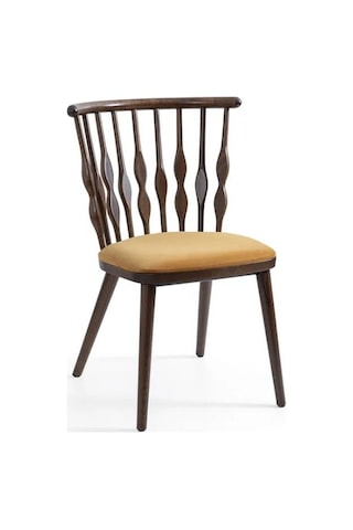 Natura Retro Ahşap Sandalye Ceviz - Sarı