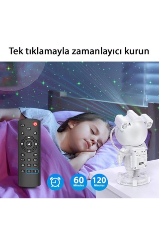 Apera MT60 Galaksi Projektörü Astronot Gece Lambası Bluetooth Hoparlör
