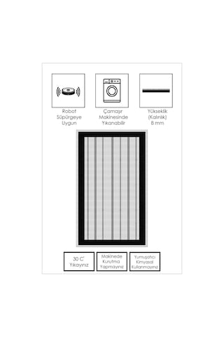 West Home Dijital Baskı Yıkanabilir Kaymaz Taban Salon Halısı Mutfak Halısı Yolluk Wh 477 White