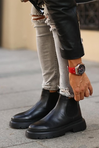 Shoetyle - Siyah Hakiki Deri Erkek Chelsea Bot 101-9046-1425
