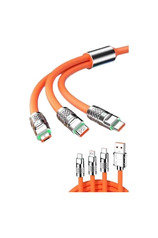 Hepsi 120w 3 İn 1 Uyumlu Silikon Şarj Kablosu Hızlı Şarj Kablosu Najmaddin Diğer