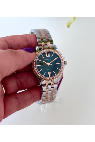 Ferrucci Fc61747 Roma Rakamlı Çelik Kasa Ve Kordon Taşlı Şık Kadın Kol Saati Gümüş - Rose Gold