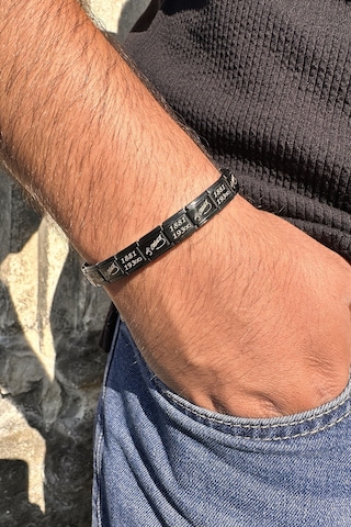 K. Atatürk İmzası 1881-193 İtalyan Charm Unisex Çelik Bileklik Scb59 Siyah 94944259