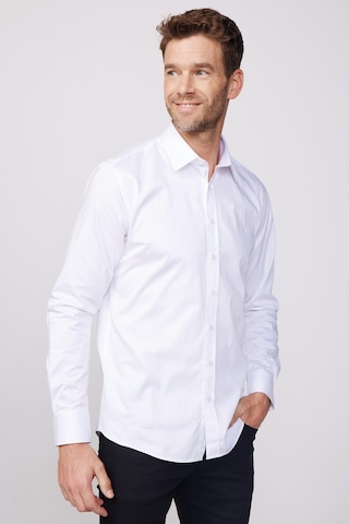 Tudors Modern Slim Fit Uzun Kollu Pamuk Saten Premium Seri Erkek Beyaz Gömlek-23894 Beyaz