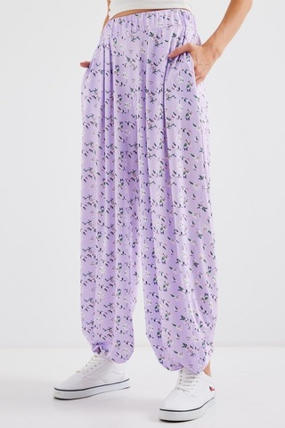6665 Desenli Şalvar Pantolon - Lila Li La