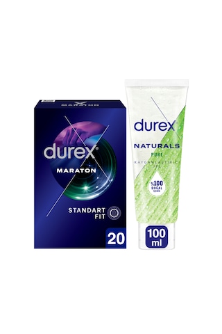 Durex Maraton Prezervatif 20'li + Naturals Pure Kayganlaştırıcı Jel 100 ML