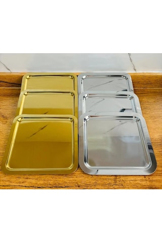 Bimote 3 Gold Kare 3 Gümüş Sunum Tepsi