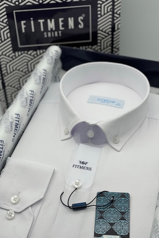 Erkek Slim Fit Uzun Kol Pamuklu Hediye Kutulu Gömlek - Beyaz