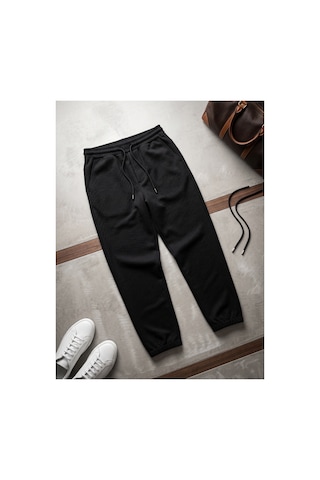 Deniva Kids Erkek Çocuk Siyah Beli Bağcıklı Paçası Lastikli Rahat Kalıp Jogger Pantolon