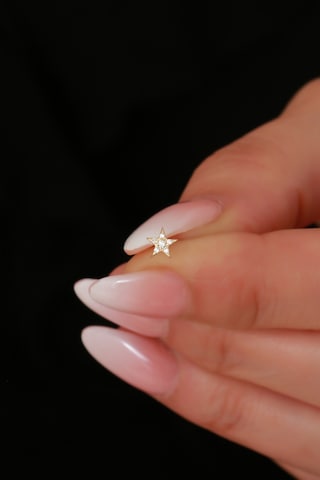 14 Ayar Altın Taşlı Yıldız Tragus Piercing Sarı