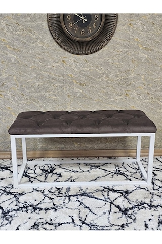 Beyaz Boyalı Diktörtgen 100 Cm X 40 Cm Oturak Puf - Bench - Makya Çok Renkli