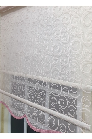 Çift Mekanizmalı Pembe Tül Perde Ve Ekru Stor Perde Stb2015-v12