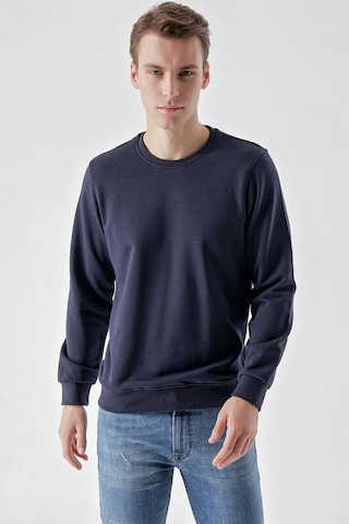 Slimfit Bisiklet Yaka Düz Renk 2 İplik Erkek Sweatshirt 001