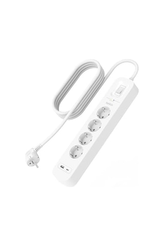 4'lü Çoklu Priz, Yüksek Gerilim Korumalı, Duvara Montaj, 4 Priz, 2 M Güç Kablosu, Yeşil Işıklı Gösterge, Hızlı Şarj İçin Usb C Pd Li Usb-c Ve Usb-a Bağlantısı 525 Jul Koruma