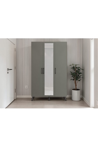 Alara Tamamı Mdf Aynalı Portmanto Vestiyer Ayakkabılık Füme 120 Cm - M4 Antrasit