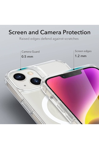 Ennar Xiaomi Mi 14 Ultra Uyumlu Magsafe Sararmaz Şeffaf Sert Mika Silikon Kılıf Şeffaf