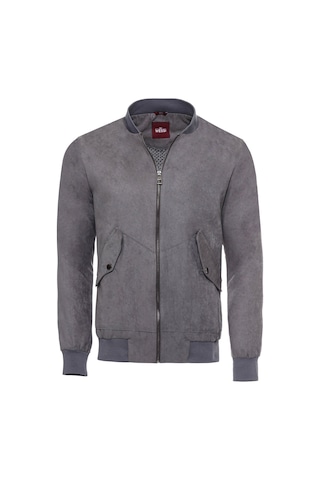 Gri Cepli Süet Bomber Mont - Wessi Siyah