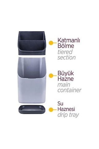 Tezgah Üstü Dekoratif Kaşıklık 4 Bölmeli Ayrılabilir Plastik Beyaz Diğer