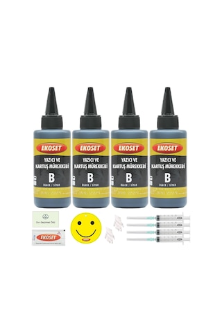 Ekoset Canon Uyumlu Bitmeyen Kartuş Mürekkebi Siyah 4'lü Set