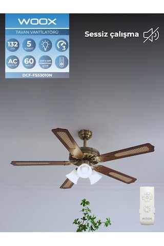 Woox İleri Geri Fonksiyonlu 5 Kanatlı Fan Ve Işıklı Uzaktan Kumandalı Tavan Vantilatörü,kahverengi