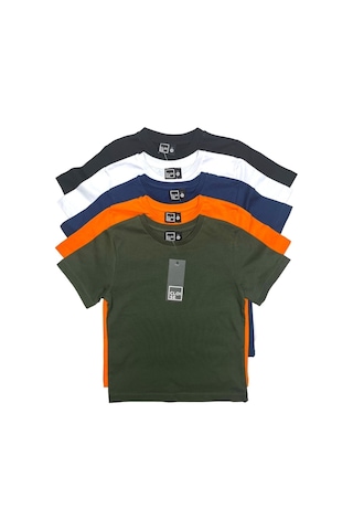 Çocuk Basic T-shirt Kız Erkek Unisex %100 Pamuk 5'li Paket Ek-2