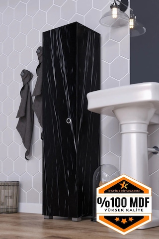 Boy Banyo Dolabı Çok Amaçlı Dolap Kiler Dolabı Siyah