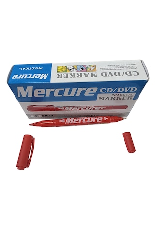 Mercure 1.00mm-0,5mm Çift Uçlu Cd/dvd Kalem Kırmzı 12 Adet Kırmızı